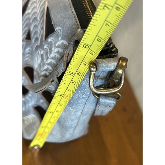 Leaders In Leather Small Gray/Black Handbag Wristlet Clutch Embossed - Picture 13 of 13